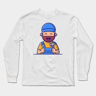 Handyman Holding Hammer And Wrench Long Sleeve T-Shirt